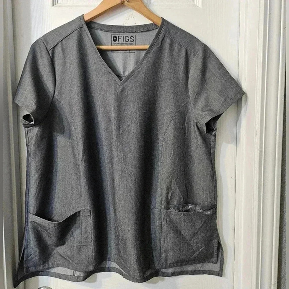 Figs Tops - FIGS Gaya Graphite Gray  Scrub Top
